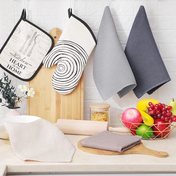 100% Puuvilla Waffle-Kudotut Keittiöpyyhkeet, Ultra Pehmeät Imuvat Nopeasti Kuivuvat Pyyhkeet, 12x12 Tuumaa, 6-Pakkaus, Sekalaiset Värit Mixed Color 12 x 12 - 6 Pack