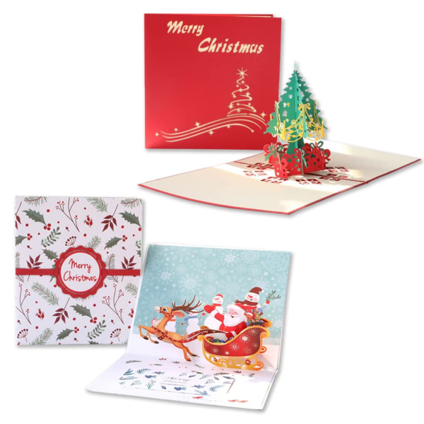 forskellige julekort, 3D lykønskningskort, gavekort