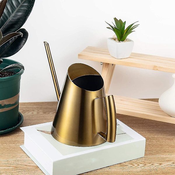 14Oz/400Ml Liten Vattningskanna Inomhus Rostfritt Stål Växtvattenkanna Lång Pip (Guld Färg) gold