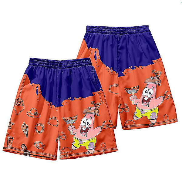 Herre badetøy Patrick Star korte strandshorts bukse hurtigtørkende badetøy badebukse badedrakt surfebrett bukser DK9 L