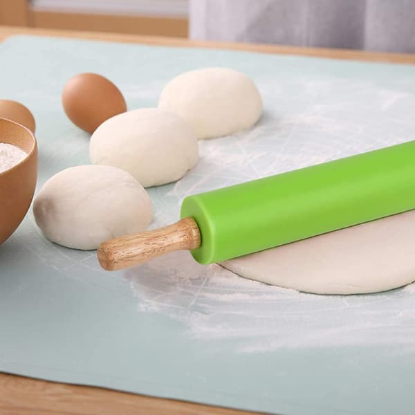 Kjevle - Kjevle med trehåndtak og slippbelegg for pizzabaking - 2-pakning