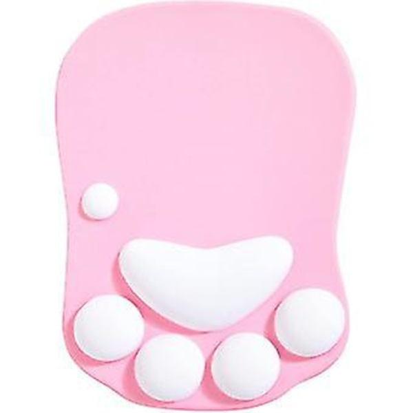 Musematte med kattepote, ergonomisk musematte, musematte med håndleddstøtte, musematte i silikongel, søt musematte rosa og hvit