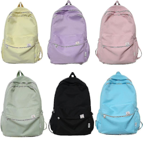 Vandtæt nylon rygsæk til kvinder - Rejsetaske til teenagepiger - Ensfarvet skoletaske Mochila bogtaske yellow