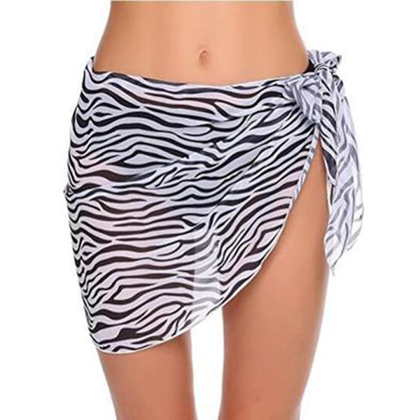 Korta strand-saronger för kvinnor i chiffong, badklädesöverdelar, bikinitäcke, kjol med öppen sida för sommarvärmen A Zebra L
