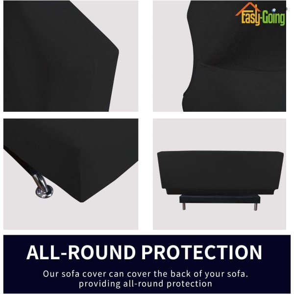 Överdrag för soffa i stretchig fleece – Spandex Anti-Slip mjuk cover, med elastisk botten för barn, husdjur (Futon, svart)