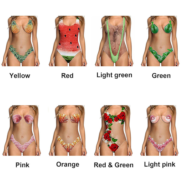 Dametøj 3D Sjov Badetøj Strandtøj - Håret Bryst, Ananas, Enhjørning Print Light pink S