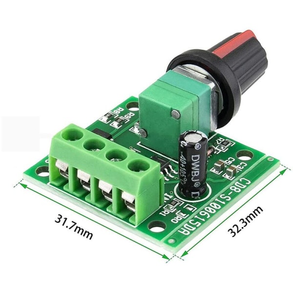 4 stk. PWM Hastighedsregulator, 1.8V 3V 5V 6V 12V 2A 1803BK DC Motor Hastighedsregulator, Justerbar Kørselskontakt med Selvgenoprettende Sikring