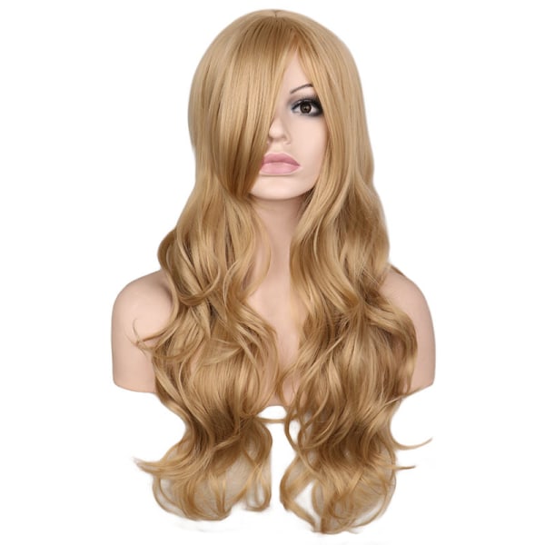 Blond lång lockig kvinnors peruk