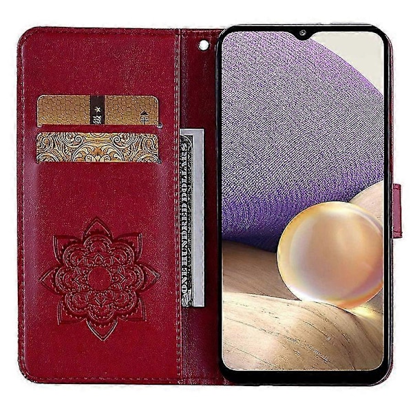 Til Samsung Galaxy A15 4G Etui Rhinestone Dekor Læder Stand Mobiltelefon Wallet Cover Red