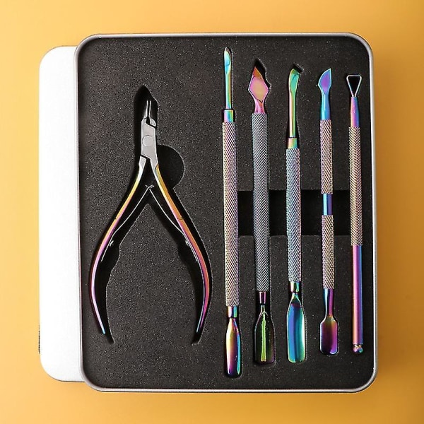 6-pack Manikyrset - Nagelsax, Klippare, Nagelbandsavlägsnare, Nagelskubbare, Pedikyr, Falska Naglar set B