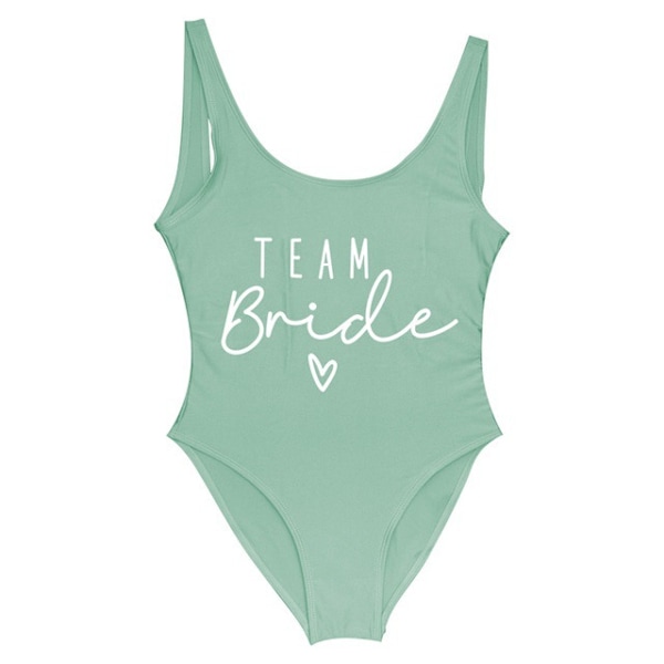 S-3XL Guldtryck Team Bride Baddräkt i Ett Stycke Squad Dam XL green