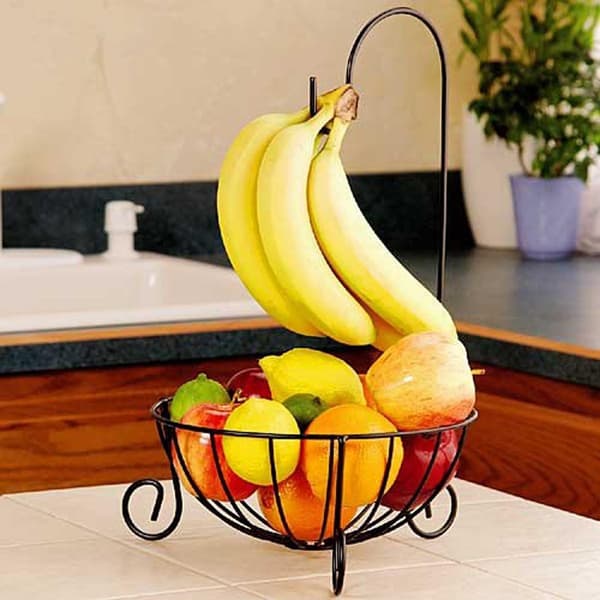 Keittiön hedelmäkori irrotettavalla banaanitelineellä
