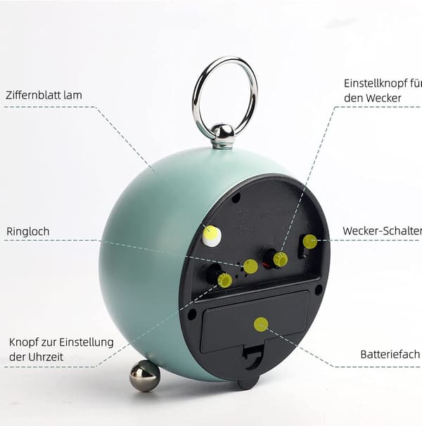 Retro analog väckarklocka, dubbelklocka med tyst larm