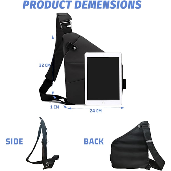 Tyverisikret Taske, Tyverisikret Rejs Taske til Kvinder/Mænd, Mode Sling Taske Rejs Crossbody Taske til Kvinder