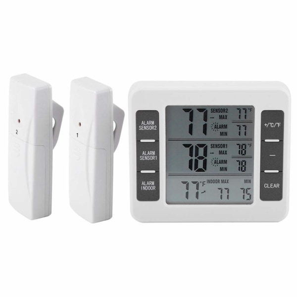 Køleskab, fryser Digitalt termometer Lydalarm med trådløs sensor Min/Max Display