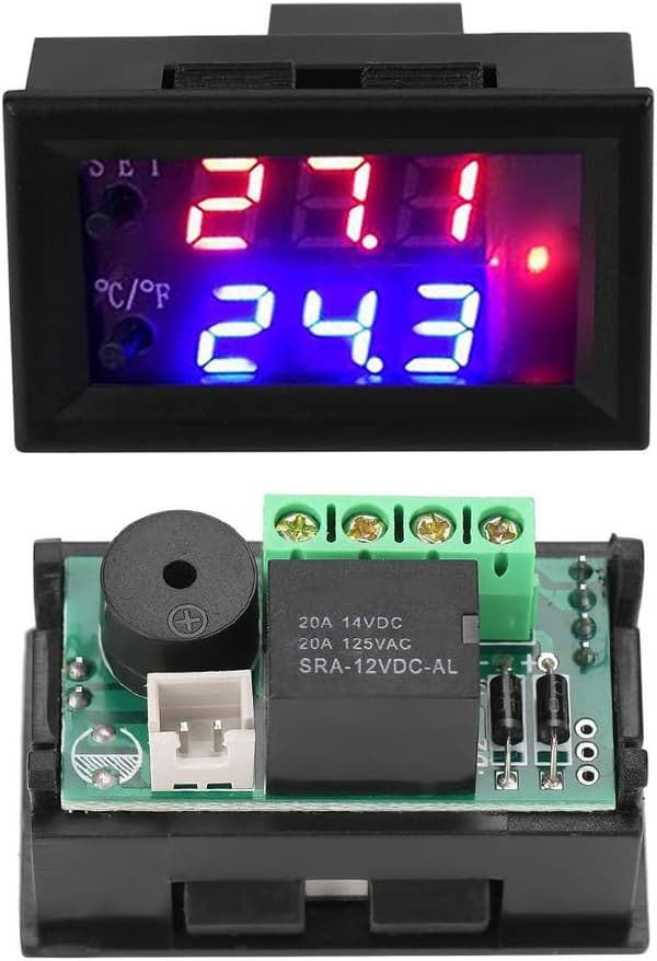 12V Digital Termostat Multifunktionel Termostat med Sensor, Temperaturmålingsområde: -50℃~110℃
