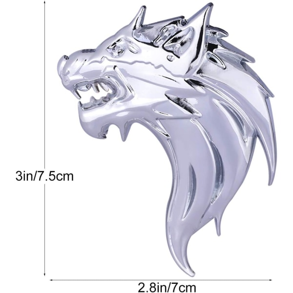 Bildekal Autoemblem Dekal 1 par 3D metall Wolf Badge Dekal Dekal Metall Auto Lastbil Motorcykel Emblem Dekaldekoration (silver)