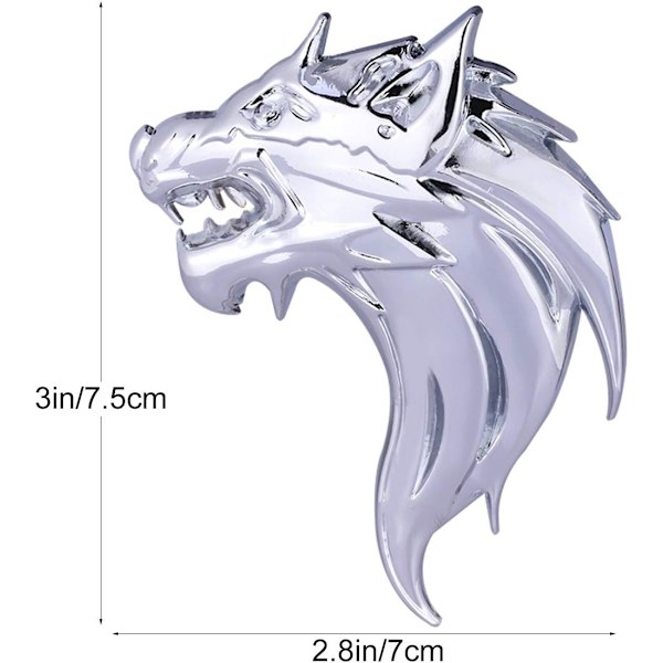 Bilsticker Auto Emblem Dekal 1 Par 3D Metall Varg Badge Dekal Sticker Metall Bil Lastbil Motorcykel Emblem Dekal Dekoration (Silver)