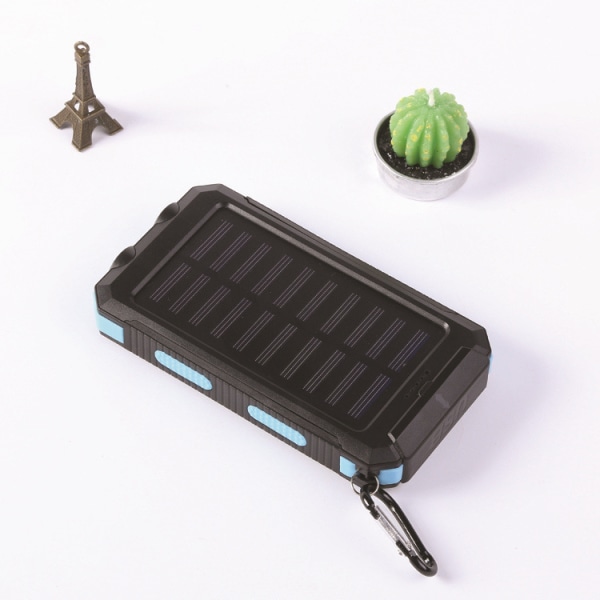Power Bank Solar Charger: 10000mAh Power Bank med Solar Panel 3A Hurtigopladning USB C Mobiltelefon Oplader LED lommelygte til telefontablets（blå）