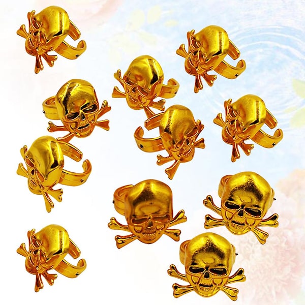 12 stk Ringer Barn Barn Forestilling Rekvisitter Halloween Ringer Finger Piratfestgaver Barn Barn Ringer Piratringer Golden M