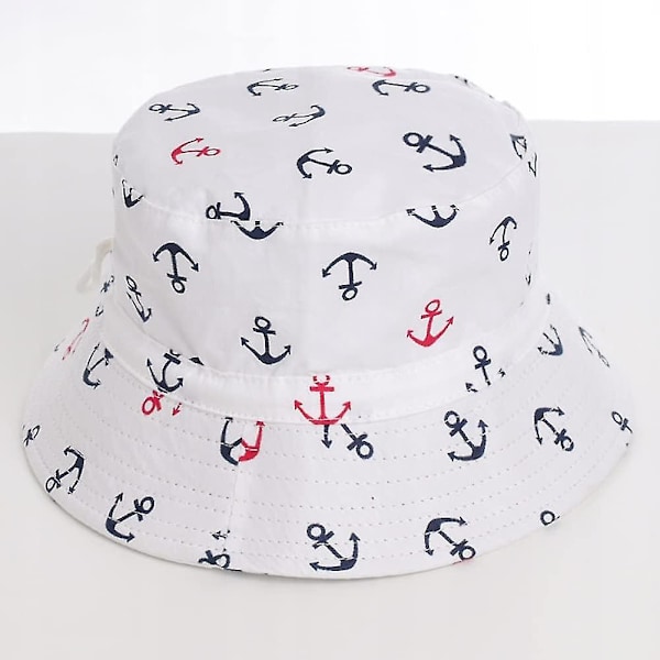 Barnhatt Justerbar Solhatt Andningsbar Strandhatt För Pojkar Flickor_ll Anchor White 2-4 Years