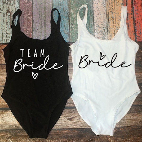 S-3XL Guldtryck Team Bride Baddräkt i Ett Stycke Squad Dam L bride1