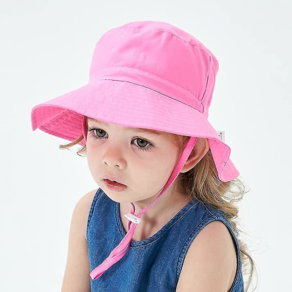 Barnhatt Justerbar Solhatt Andningsbar Strandhatt För Pojkar Flickor_ll Pink 12-24 Months