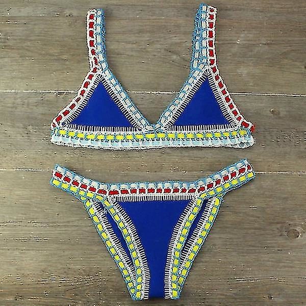 Virkattu uimapuku bikinit naisille uima-asu seksikäs side brasilialainen bikini 2023 uimapuvut naiset Blue M