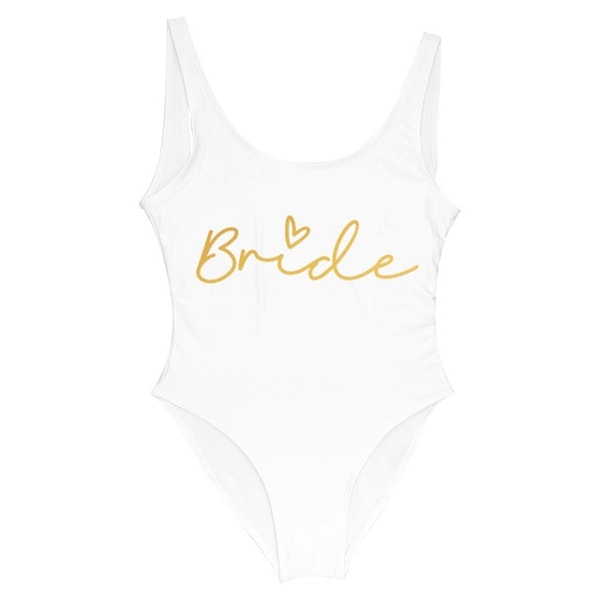 S-3XL Guldtryck Team Bride Baddräkt i Ett Stycke Squad Dam L bride2