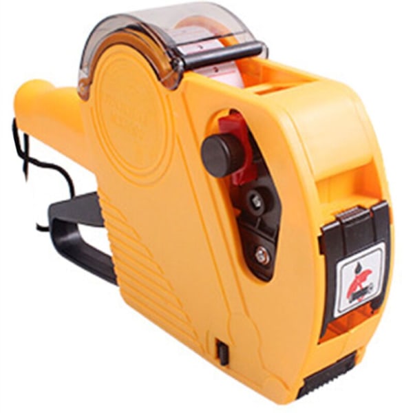 MX-5500EOS 8-cifret prismærkemaskine, mærknings- og prismaskine med etiketrulle og blækrulle til kontor, butik og dagligvarer, gul - gul
