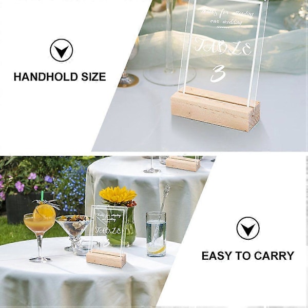 12 stk. Træ Foto Stand Rektangulær Billedholder Memo Holder til Hjemmekontor