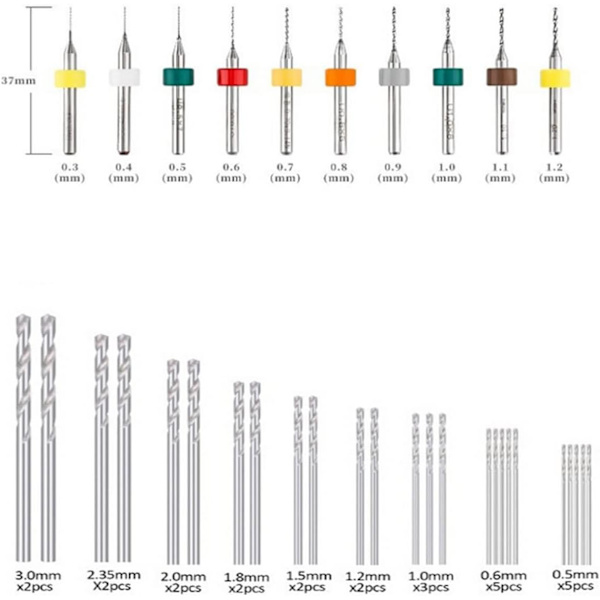 37-dels Mini Handborrset Precision Pin Vise med Borrpress Vice 0,3-1,2 mm PCB Borr