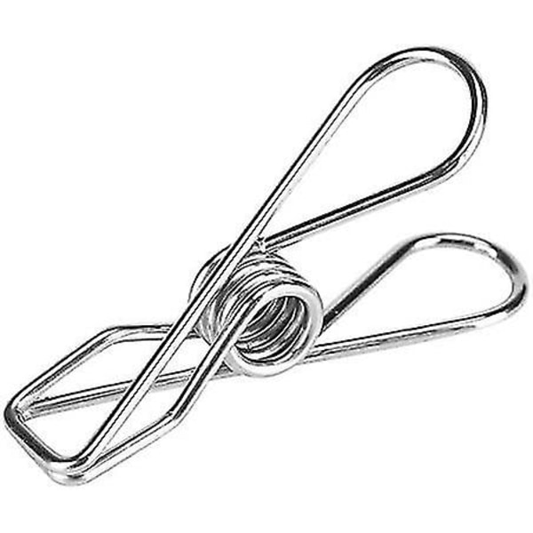 Cloth Pin Hanging Clip Stainless Steel Clothesline Photo File Snacks Office Windproof Clothespin (silver) (20pcs)