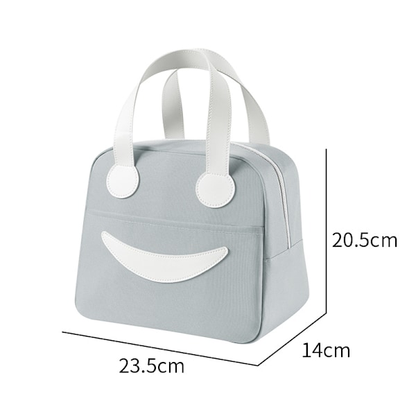 Isoleret Køletaske Smiley Madpakke Taske Let at Rengøre Gray 23.5*20.5*14cm