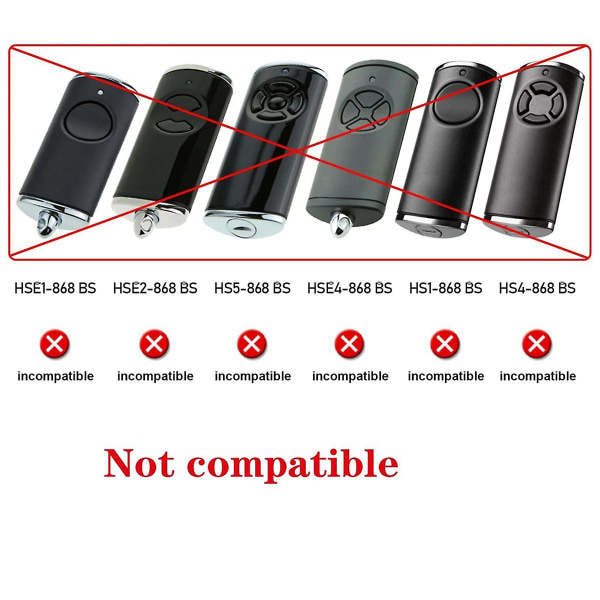 2 stk. Garagedørs Fjernbetjeningssender til HSM4-868 HSE2-868 HS4-868 HSM2-868 868MHz Portåbner Fob gray