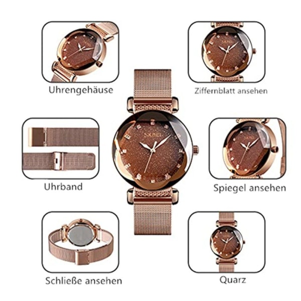 Mode Watch desual Quartz Armbandsur Enkel stil Vattentät klocka Stål Watchband