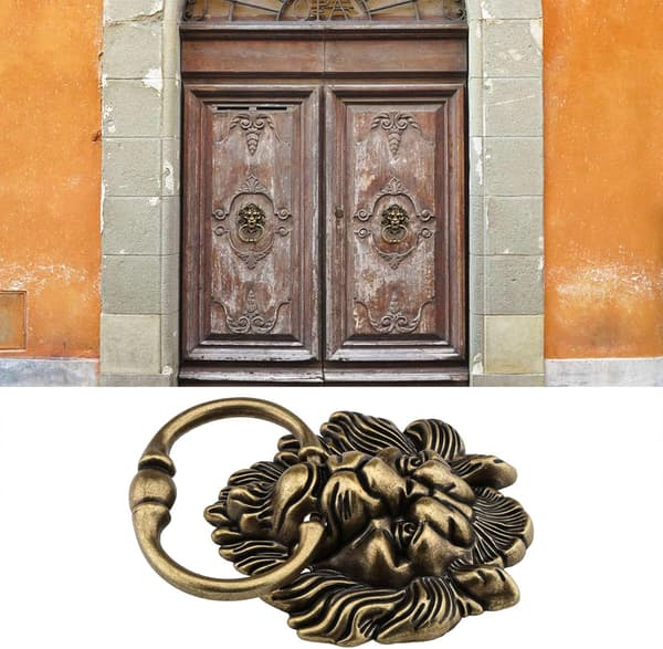 15.8cm Antikk Bronse Design Tigerhode Dørhammer Erstatning for Inngangsdør