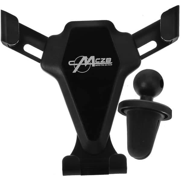 1 stk. ABS 4-6 tommer biludluftningsholder Universal Gravity telefonholder Sort og sølv