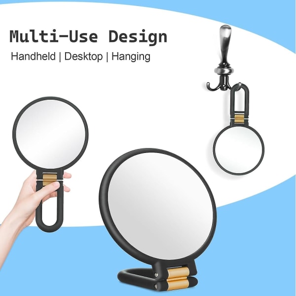 30x forstørrelsesspejl Rejse håndspejle med håndtag - Dobbeltsidet håndholdt spejl med 1x 30x forstørrelse White