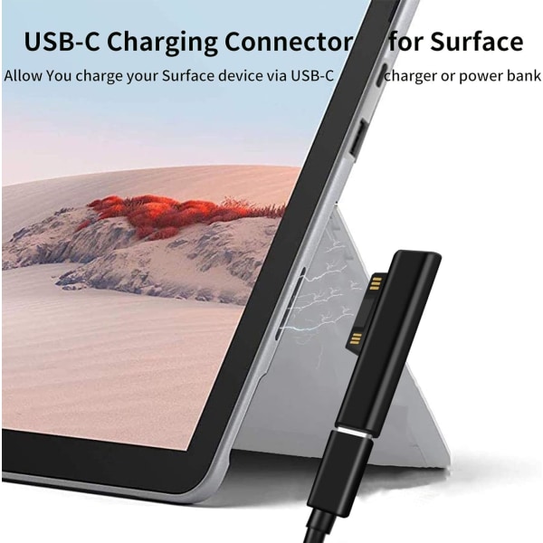 Bærbar overflate Koble til USB Type C-adapter for Surface Pro 7 6 5th Gen 4 3 Laptop 15V PD Lading