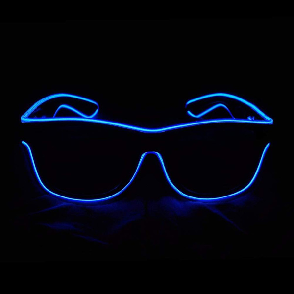 Briller med LED-lys i 4 tilstande til fest, bryllup, bar, show, fødselsdag (blå)