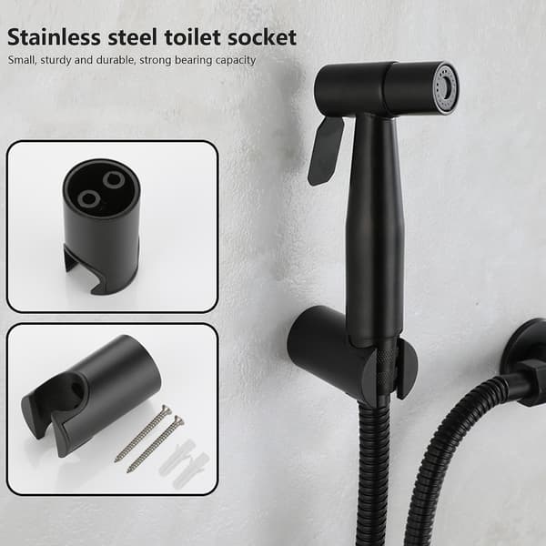 Sort Bidet Brusesæt til Toilet - Rustfrit Stål Håndbrusesæt til Badeværelse Håndbruser Brusespand Silver