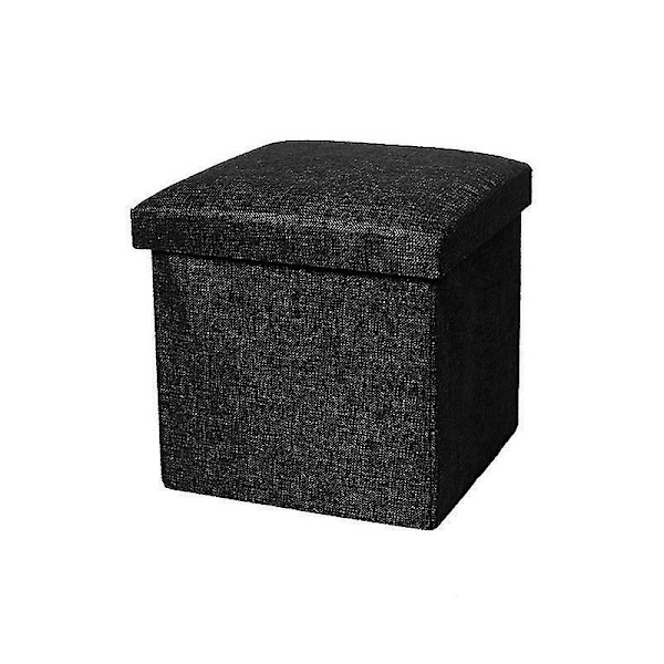 Opbevaringsboks med høj bæreevne, foldbar stof, alsidig opbevaringsottoman, kubus sæde til hjemmet Qinhai Black 30cm