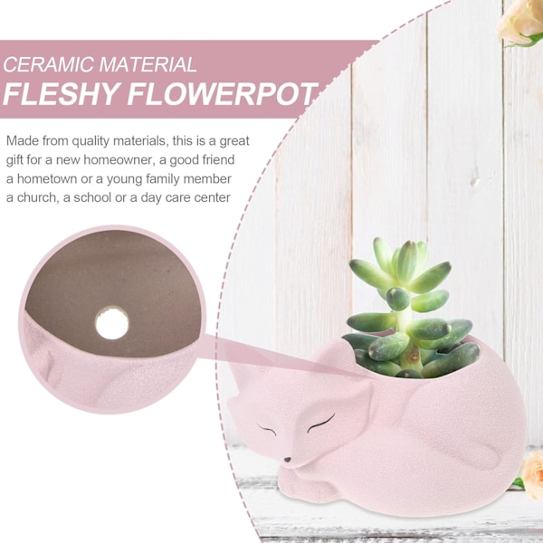 Cartoonräv Mini Blomkrukor Djur Succulent Växtkrukor Keramikräv Kruka Djurformad Blomkruka för Hem Kontor Utomhus Heminredning