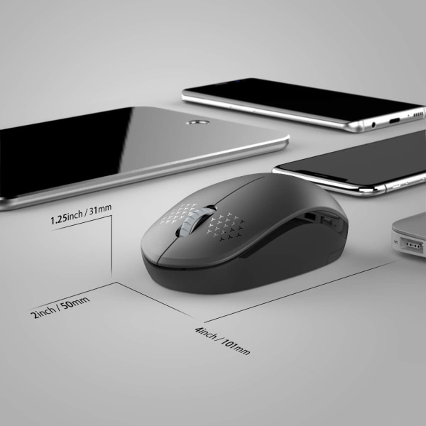 Hiljainen 2,4 GHz langaton hiiri USB-vastaanottimella PC:lle, kannettavalle tietokoneelle jne., musta