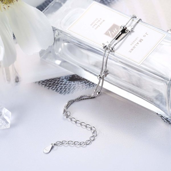 Damen Armbånd Stjerne Kjede Armbånd 925 Armbånd Lag Armbånd Charm Bead Armbånd Armbånd Justerbar Vennskap Armbånd Bursdagsgave til Kvinner