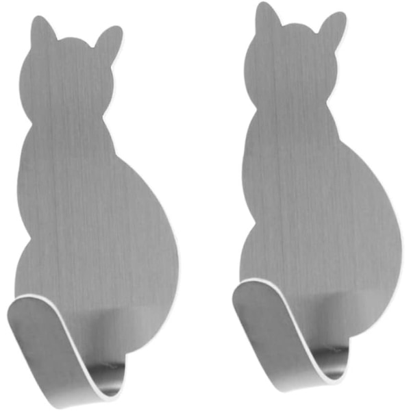 Trä Väggmonterade Utility Cat Klädkrokar - 8st Dekorativa enkla hängare för nyckel, handduk, barn - spikfritt ställ