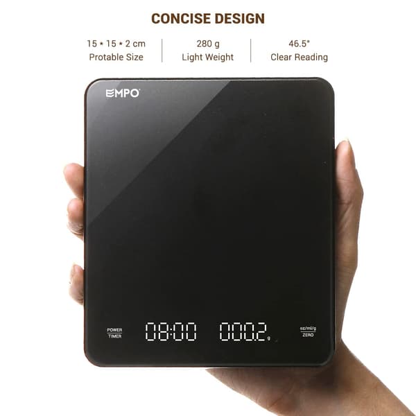 Digital kaffeskala med timer - Kaffeskala, espressoskala, 3000 g (svart)