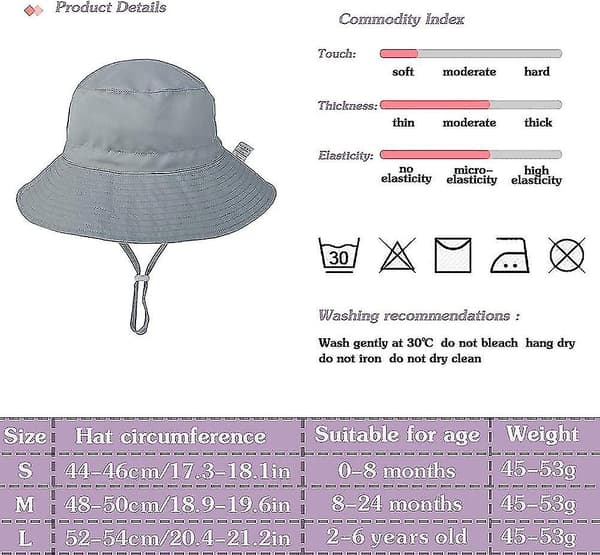 Barnebøttehatt Justerbar Solhatt Pustende Strandhatt For Gutter Jenter_ll Grey 2-4 Years