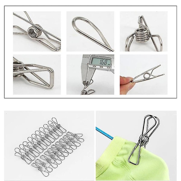 Rustfrit Stål Clips Tøj Klemmer Pegs Holdere Tøj Klemmer Forsegling Husholdning Tøj Klemmer Clips F